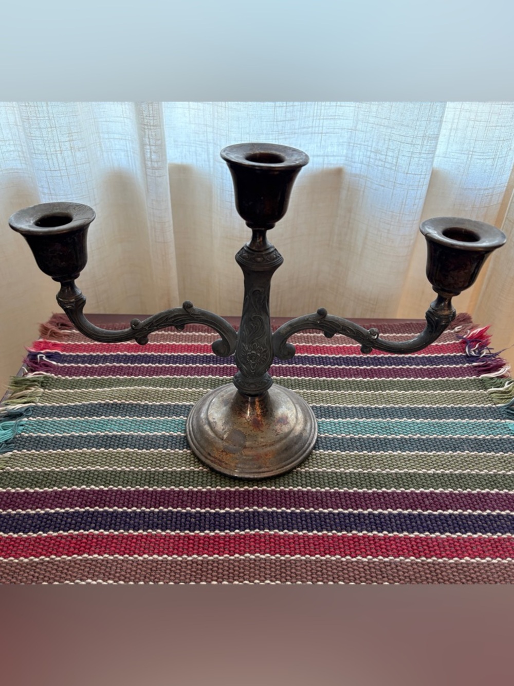 Three-Arm Silverplate Candelabra